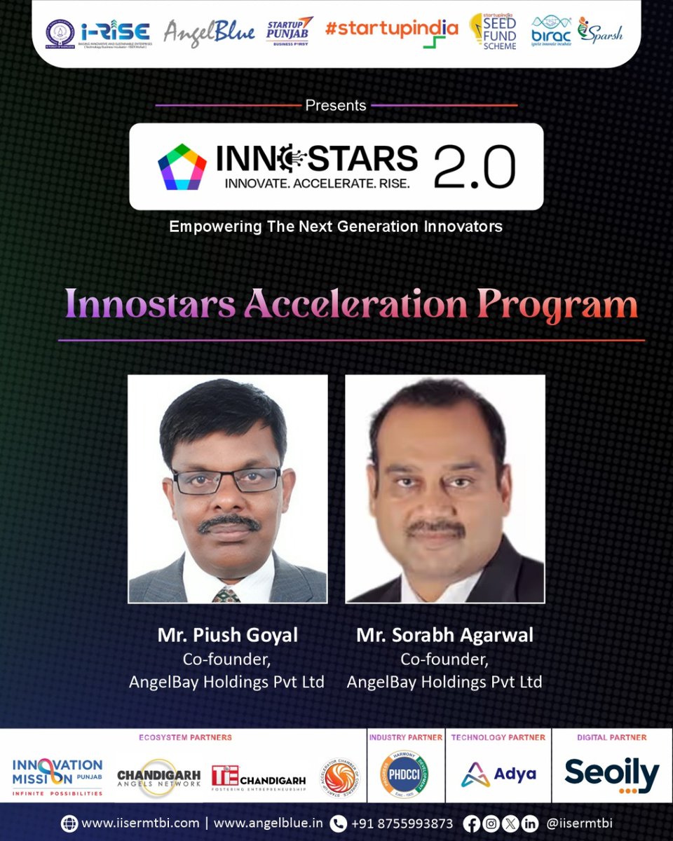 iisermtbi's tweet image. TBI IISER was thrilled to host Mr. Piyush Goyal &amp;amp; Mr. Saurabh Agarwal, Co-Founders of AngelBay Holdings, for an insightful #InnostarsSession on financial planning, projections &amp;amp; funding strategies. Grateful for their time &amp;amp; expertise! 🚀✨

#StartupEcosystem #TBIISER