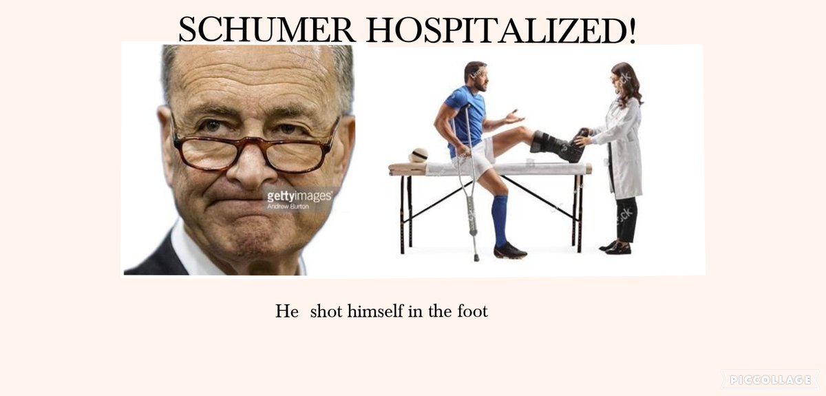 Tupregunta2's tweet image. Boomerang Schumer has been hospitalized; he shot himself in the foot