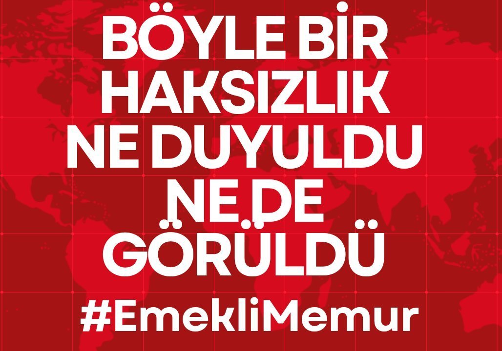 Seyyanen zam alamayan #EmekliMemur'a çalışan memurlarla eşit zam yapılması yasadışıdır.
#MemurEmeklisineAdalet istiyoruz. Birikmiş #seyyanen alacaklarımız faizi ile birlikte derhal ödenmelidir....
<a href="/RTErdogan/">Recep Tayyip Erdoğan</a>
<a href="/_cevdetyilmaz/">Cevdet Yılmaz</a>
<a href="/memetsimsek/">Mehmet Simsek</a>
<a href="/isikhanvedat/">Prof. Dr. Vedat Işıkhan</a>