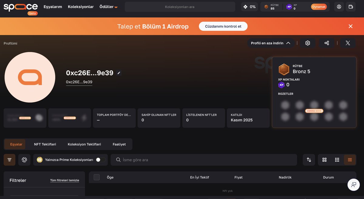 VidMakerss's tweet image. 🚀 Ücretsiz Airdrop Fırsatı! NFT al-sat yap, XP kazan, ödülleri topla! spaace.io/?invite=aSRAlJ da görevleri tamamla, $SPAACE tokenları kap! 🎯 Katılmak için hemen tıkla: 👉