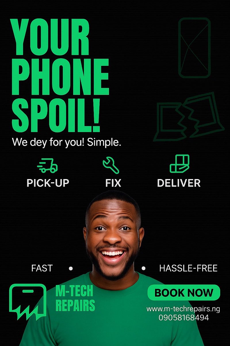 M_techRepairs's tweet image. You break it. We fix it. Same day. No long talk. 😌📱
Fast pick-up, genuine parts, clean delivery.
That is M-Tech Repairs.
👉🏽 m-techrepairs.ng
