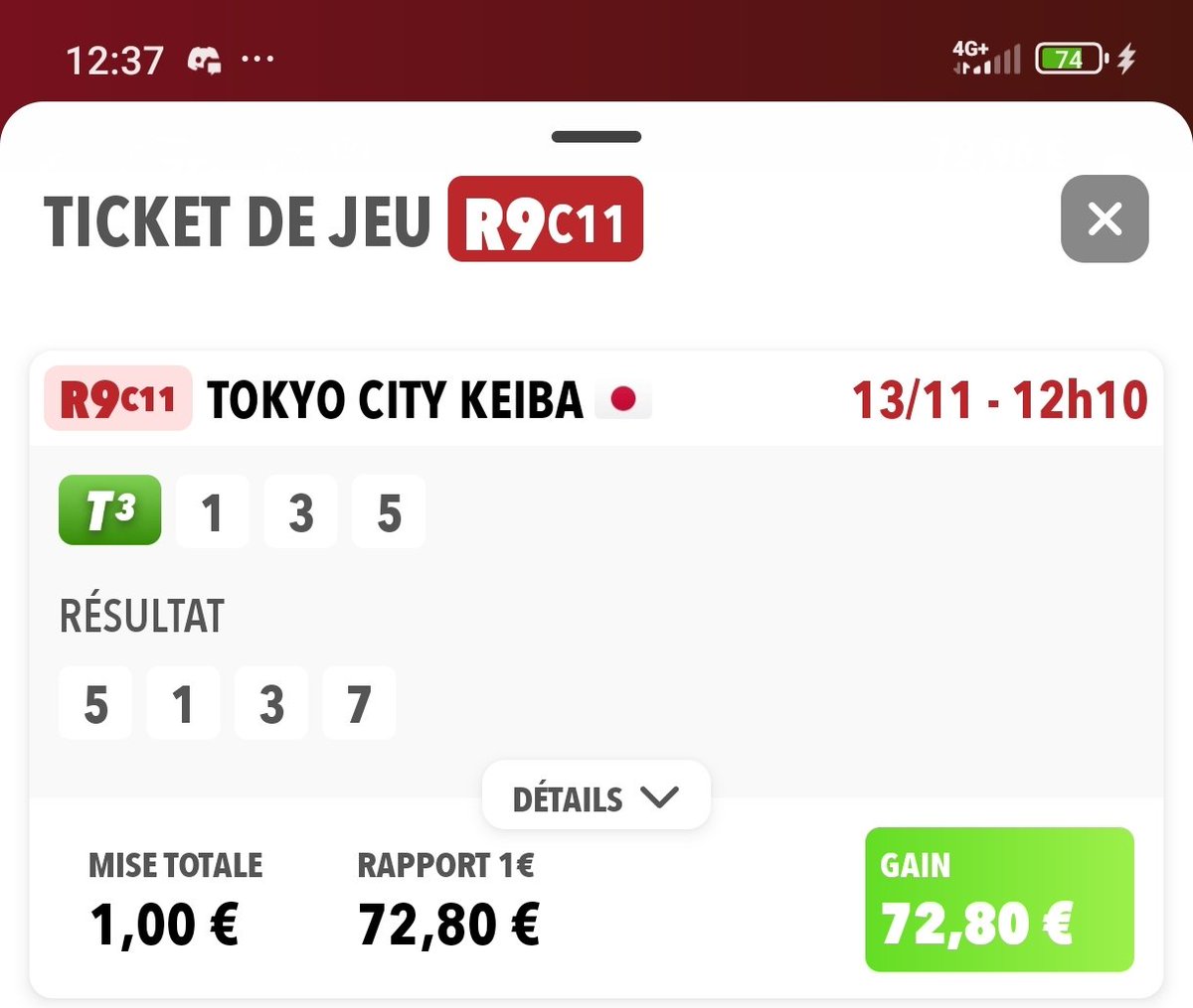 Grandsmith64's tweet photo. Grâce à notre analyste des abysses @FlibustierTurf 

Encore une belle régalade encaissée sur la dernière course du Japon.

Tout est sur le Discord dans le coffre 🔥

Merci mon Capitaine 🤜🤛

#Turf #hippique  #R9C11 https://t.co/Ll5jw20KM4