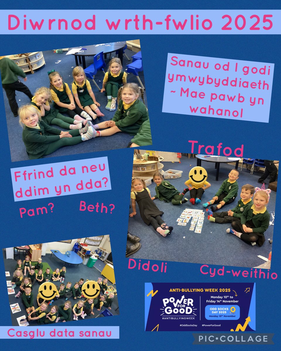 Wythnos Gwrth-folio 2025 ~ diwrnod sanau od!

Anti-bullying week ~ odd sock day 2025!

<a href="/ysgolcynwydsant/">Ysgol Cynwyd Sant</a> 
#OddSocksDay
#PowerForGood

#IechydaLlesYCS
#RhifeddYCS
#LlythrenneddYCS