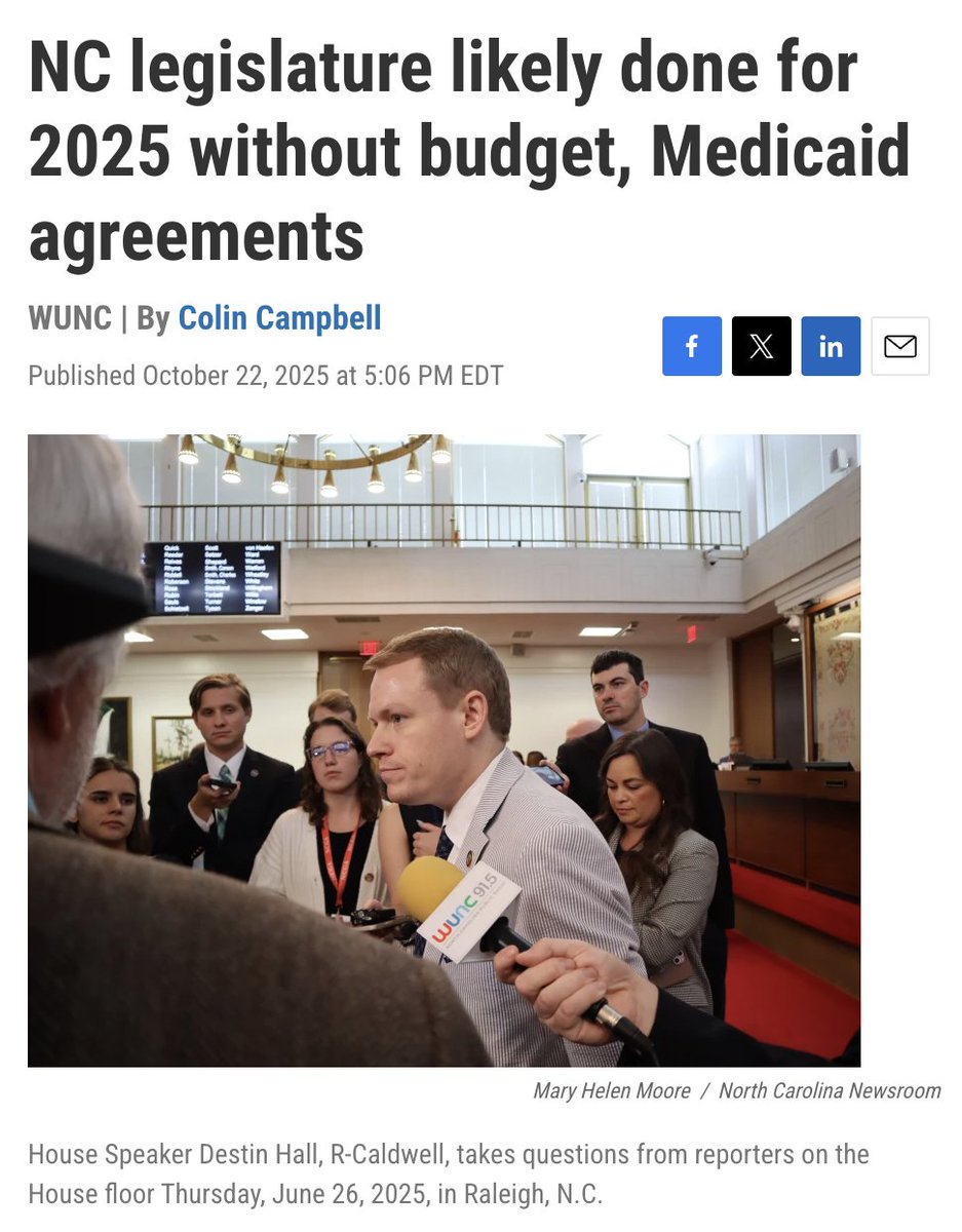 ForwardCarolina's tweet photo. Yesterday, Pennsylvania Governor @JoshShapiroPA signed their state's budget into law.

That leaves North Carolina as the only state in the entire nation without an operating budget.

Our Republican legislature, unable to decide amongst themselves, just quit and went home.
