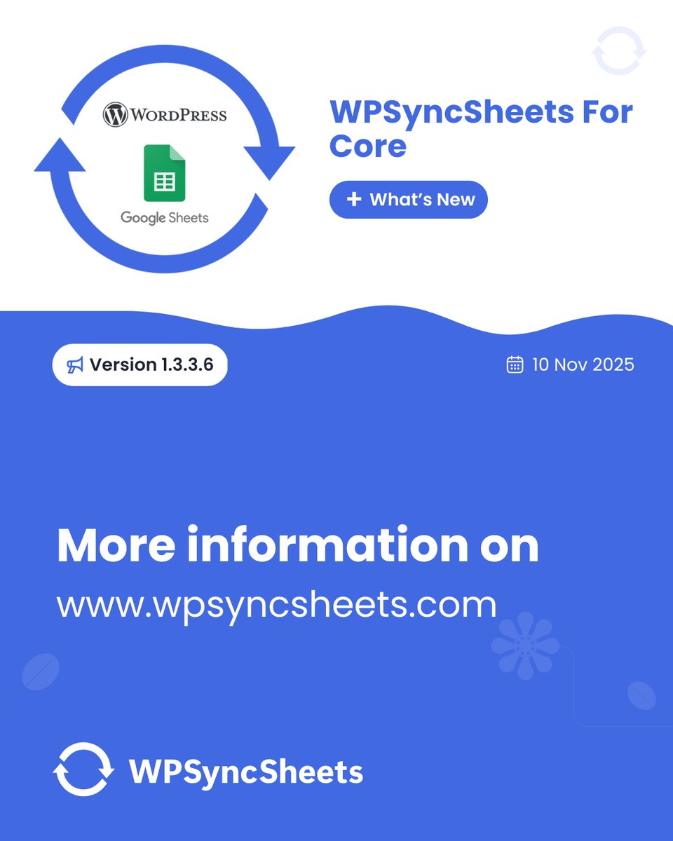wpsyncsheets's tweet image. WPSyncSheets For Core Version -1.3.3.6

✅ “Leave a Review” Functionality.

🌍 wpsyncsheets.com/wpsyncsheets-f…

#wpsyncsheets #googlesheets #wordpress