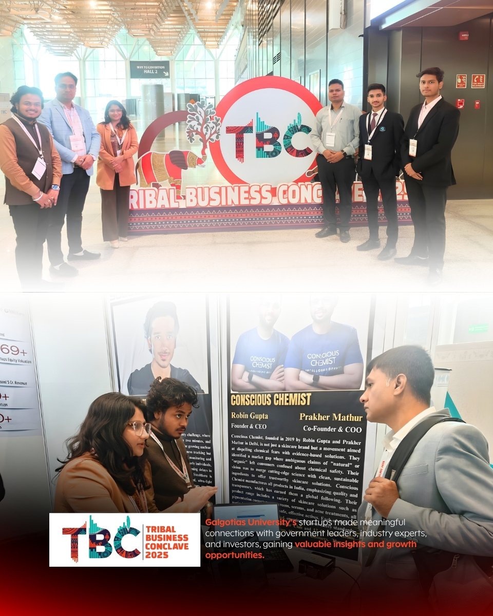Galgotias Startups Shine at the Tribal Business Conclave 2025

Startups incubated under the Galgotias Incubation Centre For Research Innovation Startup &amp; Entrepreneurs proudly participated in the Tribal Business Conclave held on 12th November 2025 at Yashobhoomi, Dwarka, New