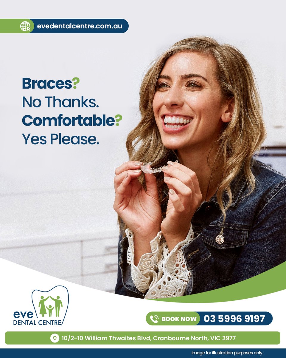 evedental_aus's tweet image. Why hide your smile with metal when you can straighten in style?
Clear. Comfortable. Nearly invisible.
 Eat and drink what you love.
 Results designed with precision.

#EveDentalCentre #NoBracesNeeded #InvisalignLife #ClearAlignersAU #SmileUpgrade #InvisibleConfidence