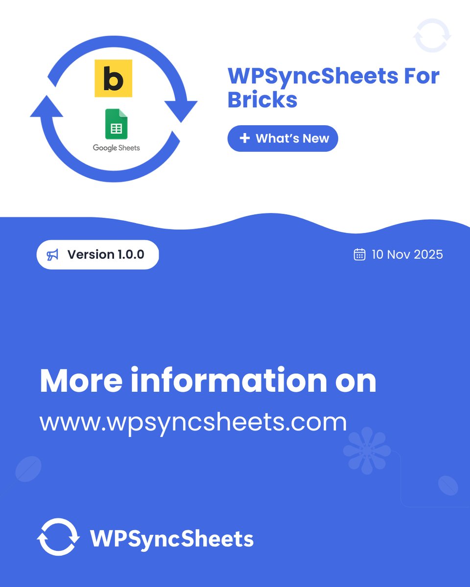 wpsyncsheets's tweet image. WPSyncSheets For Bricks Version - 1.0.0

✅ “Leave a Review” Functionality.

🌍 wpsyncsheets.com/wpsyncsheets-f…

#wpsyncsheets #googlesheets #wordpress #bricksform