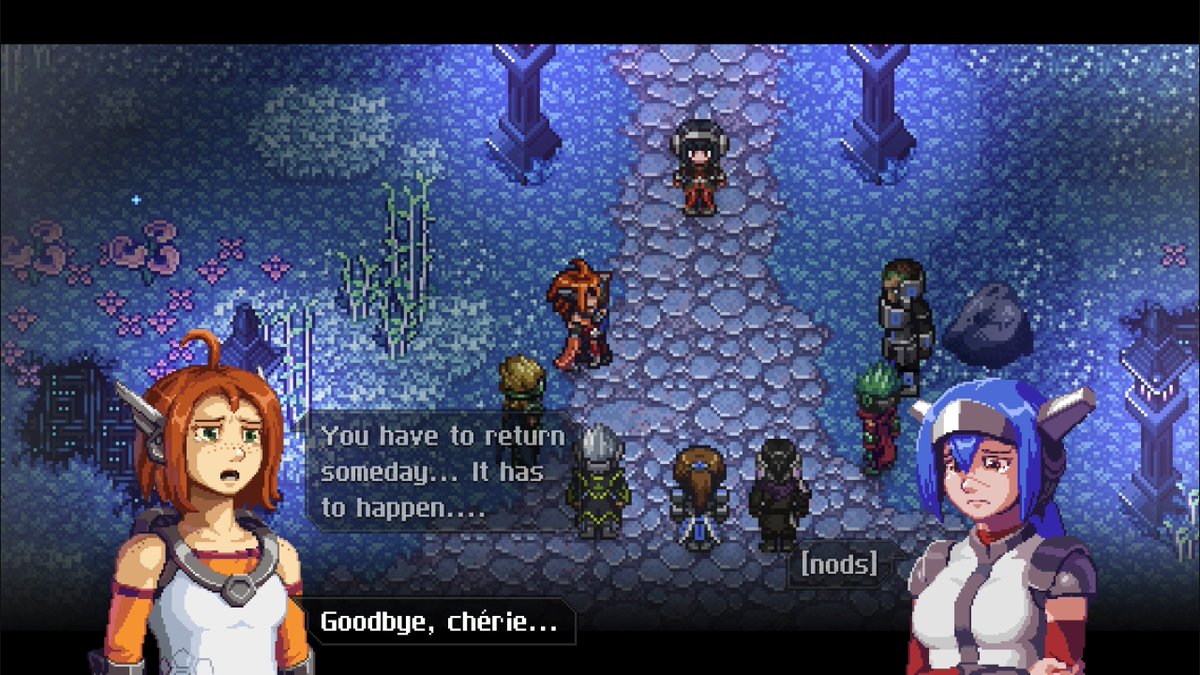 XMemor's tweet image. it&apos;s a sad goodbye (for now) but it still fills me with warmth to see them hug

#CrossCode | #MemorXCrossCode