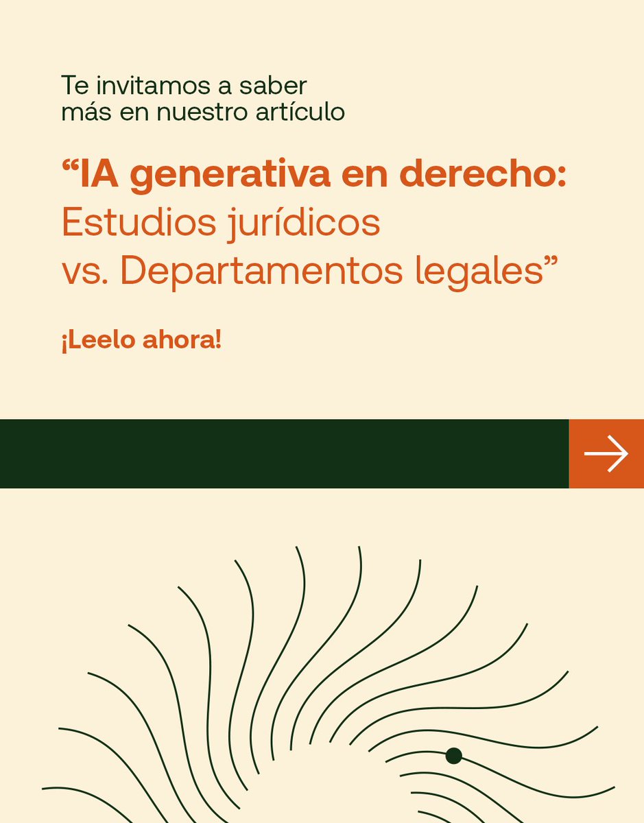 Leé nuestro blog sobre la adopción de la IAGen en el ámbito legal. 

Descubrí más en “IA generativa en derecho: Estudios jurídicos vs. Departamentos legales”. 

¡Leelo aquí! ow.ly/ElQH50XqbBp.