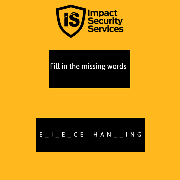 impactsecurity_'s tweet photo. Let's have fun filling in the missing words.
Send your responses in the comment section.
#IS #MBAGroup #SecuritySpecialist #247Security #MissingWords https://t.co/t1LXDTpytS