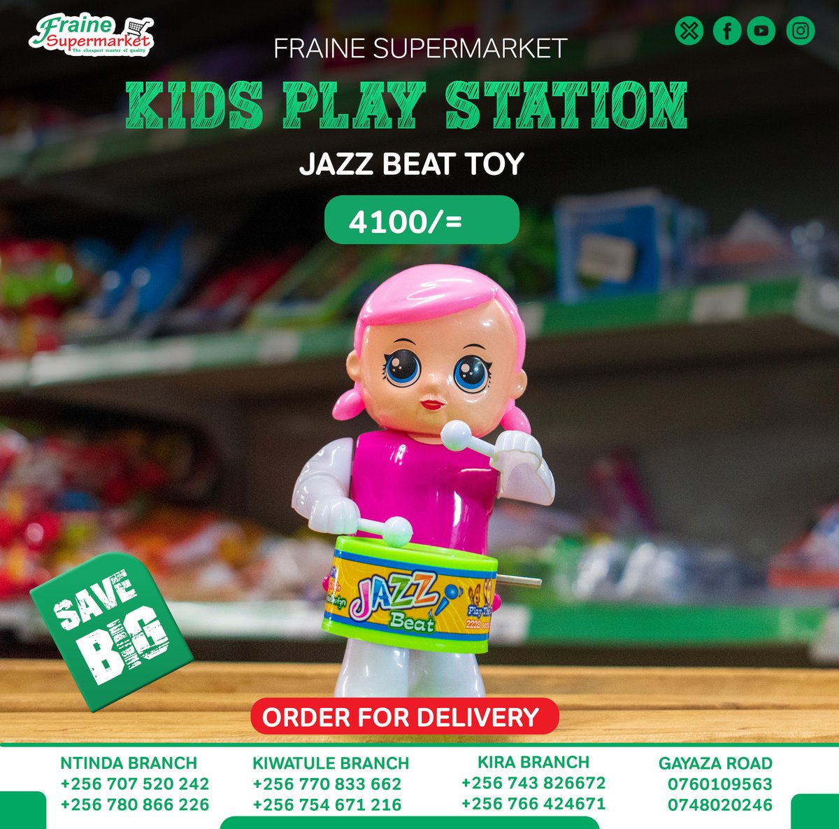 Holiday time means playtime! 
Stop by Fraine Supermarket and pick up exciting toys and games for the kids.