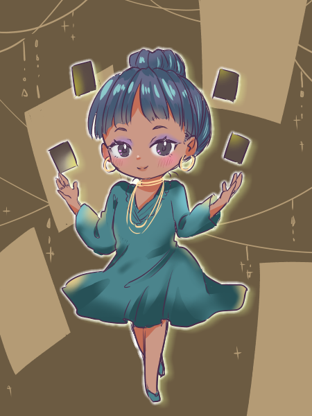 morimasa42's tweet image. 『PROJECT UNKNOWN』っていうゲームのアイリーンちゃん。タロットカード引いてる。

＃PROJECTUNKNOWN
#funart
＃イラスト