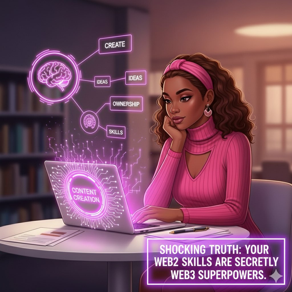 unique_yeesha's tweet image. SHOCKING TRUTH: YOUR WEB2 SKILLS ARE SECRETLY WEB3 SUPERPOWERS.

Everyone keeps saying, “You can easily move your Web2 content creation skills into Web3.”

And every time I hear that, I just sit there like… how exactly?

Because let’s be honest.
It sounds good in theory.
But no…