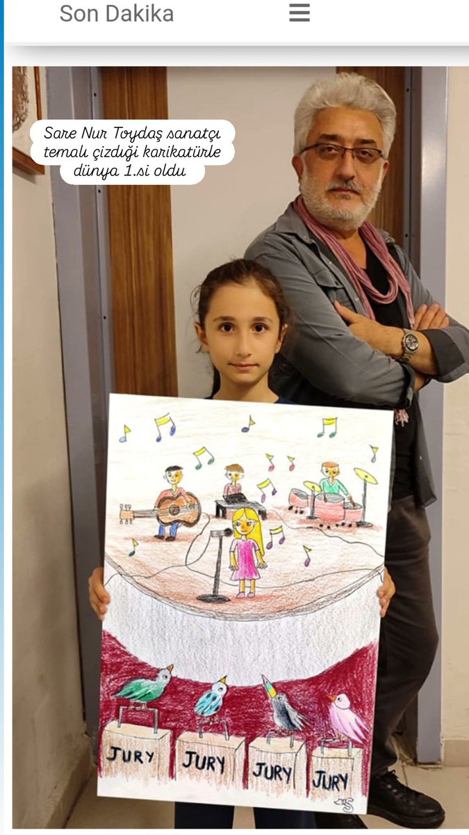 Sinop'un Boyabat ilçesinde 4. Sınıf öğrencisi #SareNurToydaş 'ın sanatçı temalı eseri  #Belçika da bu yil 37. si düzenlenen 
Uluslararası #Olensekarikatüryarışmasında yüzlerce eser arasından 1. seçildi.
👏👏👏👏👏🇹🇷🇹🇷🇹🇷🇹🇷🇹🇷❤❤❤❤