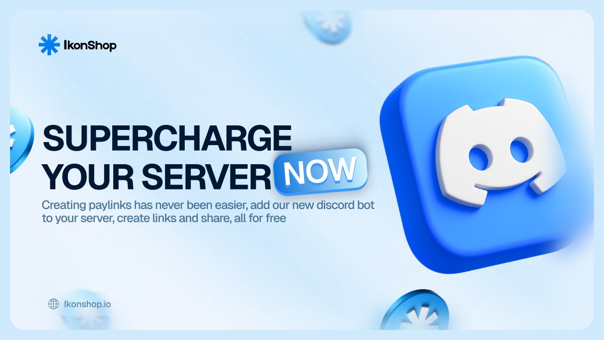 IkonShopApp's tweet image. *️⃣ Discord Bot now available

✨Create a Paylink and share right in discord.  
⚡Add our Bot to use any server or add to server. 

Re-Post a screenshot or video of the Discord bot process on X to enter a $50 raffle

try the bot
discord.com/oauth2/authori…