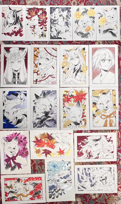 🏮デザインフェスタ62🏮
新作のドローイング全部出来たのでお品書き再度アップ+イベント中のお願いです
商品は土日で分けないので気になる物がおありでしたらお早めにお越し下さい
 #デザフェス62 
 #デザフェス62お品書き 