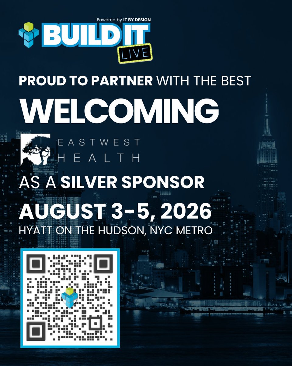BuildIT_U's tweet image. EastWest Health joins Build IT LIVE 2026 as a Silver Sponsor! 

Leading from the front, they’re fueling the next wave of high-performance leadership and holistic growth in the MSP space.

Partner with us today: hubs.ly/Q03SCYr70

#BuildITLIVE #Leadership #MSPGrowth