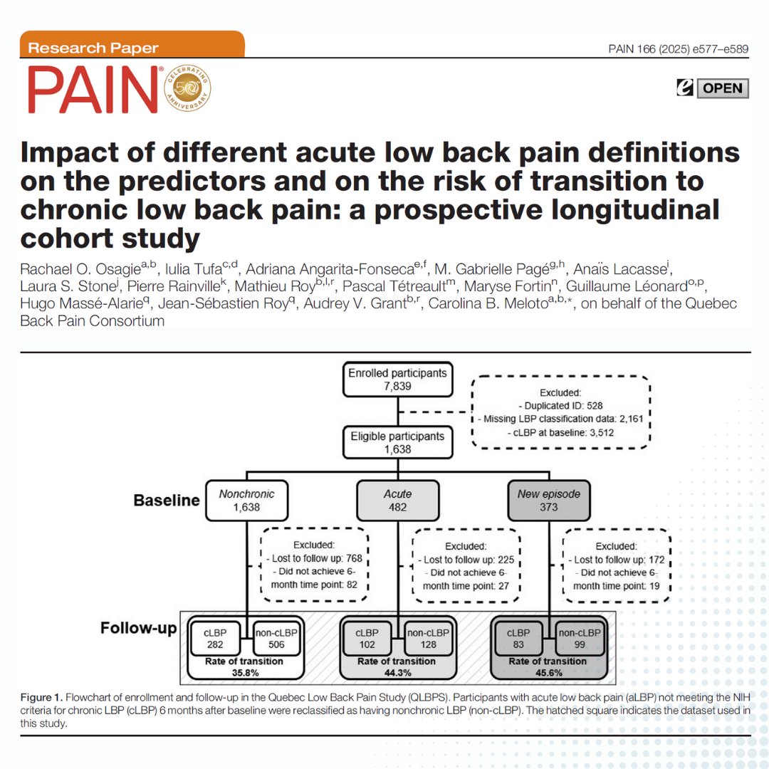 PAINthejournal's tweet photo. Osagie et al. find that varying acute low back pain definitions influence predictors and transition rates to chronic pain, underscoring the need for standardized criteria to advance LBP research. Learn more in #PAIN https://t.co/ZaBWfYQbdO https://t.co/fVHyl9fRoO