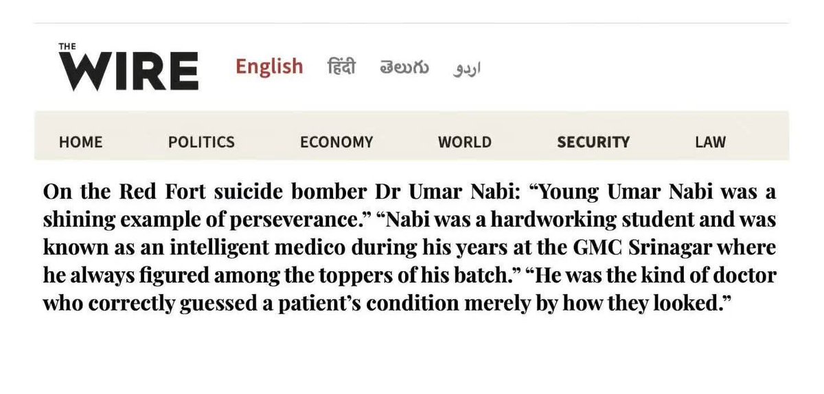 AskAnshul's tweet image. So what if Dr Umar Un Nabi carried out the blast near Red Fort in Delhi, he was a shining example of perseverance.

So what if he carried out a Terror attack, he was a hardworking student.

So what if he killed 13 people, he was the kind of doctor who correctly guessed a…