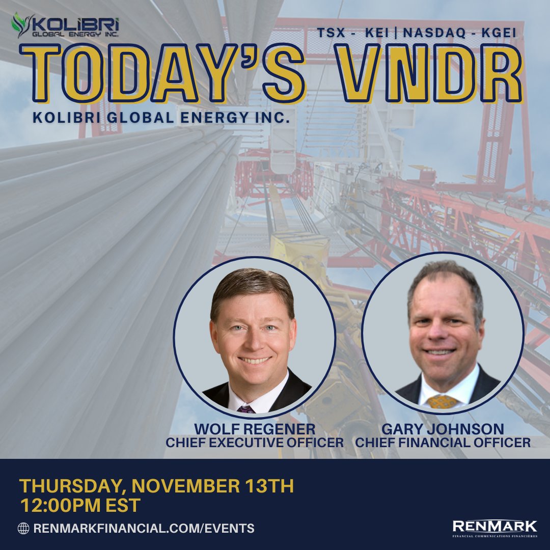 ⚡ <a href="/KolibriEnergy/">KOLIBRI Energy – NASDAQ:KGEI | TSX:KEI</a> (TSX: $KEI | NASDAQ: $KGEI) is advancing high-performance oil and gas projects with efficiency and responsible growth.

📅 Nov 13 | 🕛 12PM EST
🔗 ow.ly/E00q50Xl1gM

#KolibriEnergy #EnergyInvesting #OilAndGas #RenmarkVNDR