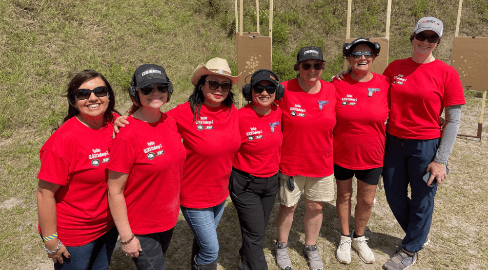 agirlandagunorg's tweet photo. The Orlando FL Chapter participated in and volunteered at the GSSF Veritas Glock Challenge in Myakka City FL. Everyone had a fantastic weekend, and two lucky ladies went home with a brand-new Glock thanks to the generous raffles. #GSSF #Glock #AGirlandAGun #GivingBack https://t.co/kV9nJHuVIu