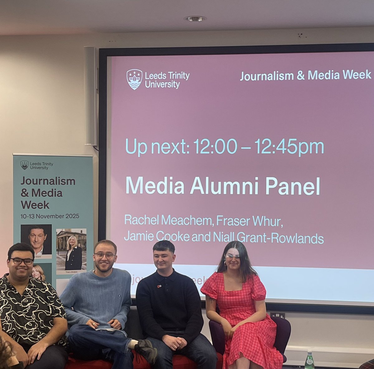 EllaMather97661's tweet image. 🎥 Pearls of wisdom from the #LTJMW Media Alumni Panel on working in creative media industries 🎞️:

Rachel Meachem ➡️ Have a “thick skin”

Niall Grant-Rowlands ➡️ Be “eager to learn”

Fraser Whur ➡️ “Don’t network it, just be mates” 

Jamie Cooke ➡️ “Commit yourself to it”