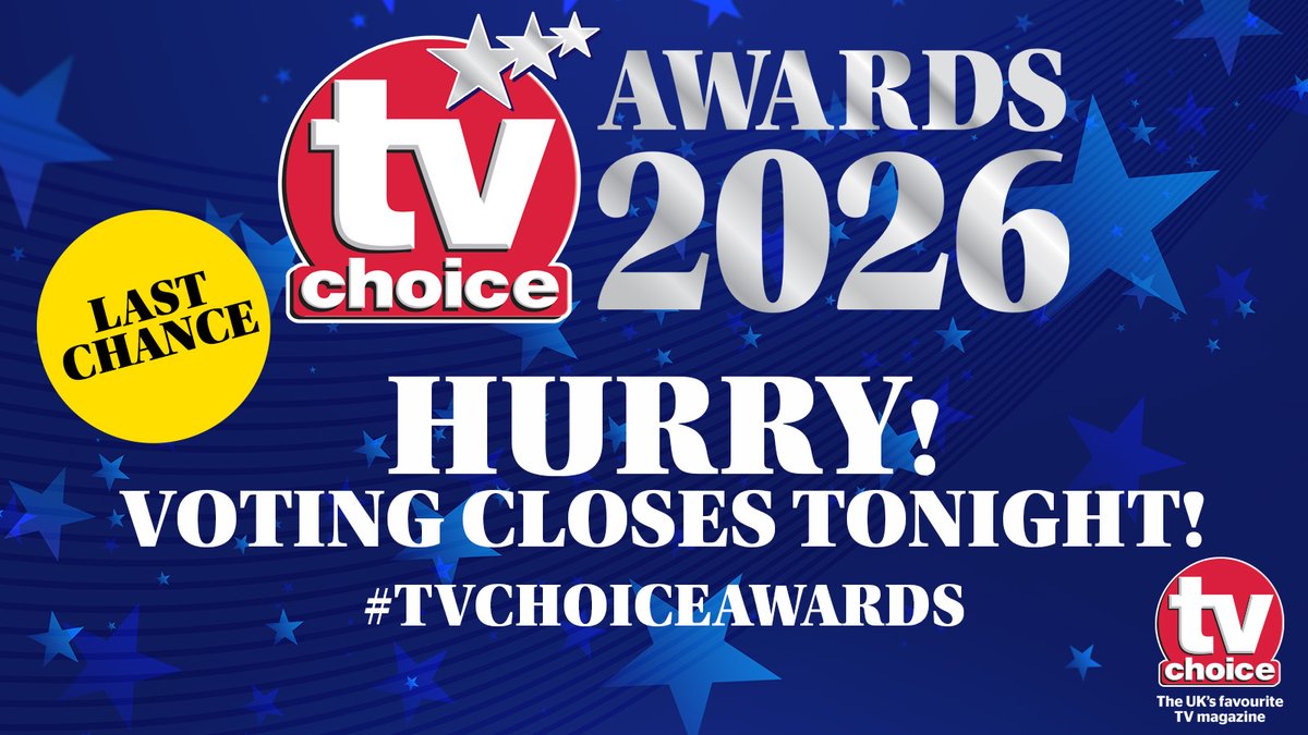 heatworld's tweet photo. 🔥 LAST CALL! Voting for the 2026 #TVChoiceAwards ends at midnight! Vote for your fave shows and stars now and you could win tickets to the big night. 👉 https://t.co/x4s7I1fpnT #VoteNow #Awards https://t.co/Ch8vkssJaD