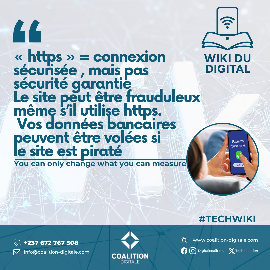 TechCoalition's tweet image. 🔍 #FactVsFiction

Mythe ou Réalité : un site avec &quot;https&quot; est-il vraiment sûr ? 🛒 Le cadenas suffit-il ? Donne ton avis ! 👇 #WikiDuDigital #ECommerce #SécuritéWeb #PaiementSecurise #ArnaquesEnLigne #DigitalCoalition #CoalitionDigitale