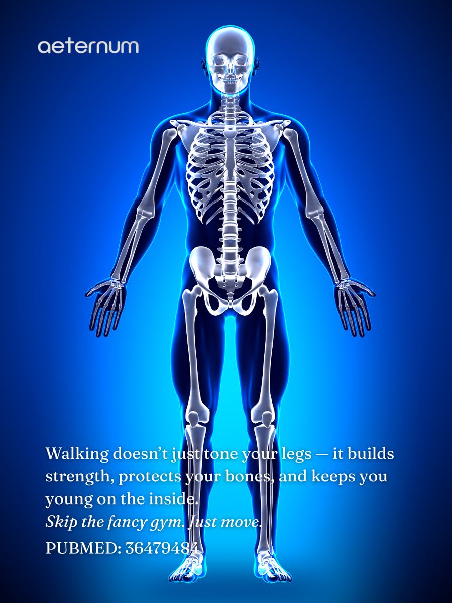 aeternumcompany's tweet image. ❤️ One simple habit for longevity: Walk 30–60 mins daily 🚶‍♀️ Strengthen your heart, reduce stress &amp;amp; support healthy aging. ✨ Follow us &amp;amp; visit our site! #LongevityTips #BiohackingHealth