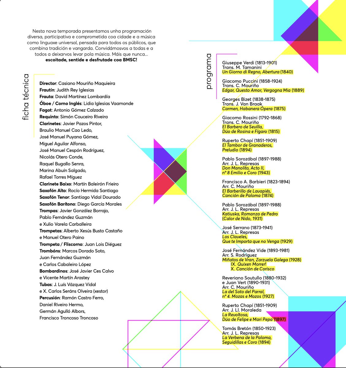 BMSCompostela's tweet image. Por aquí vos deixamos o programa de  𝙑𝙤𝙘𝙚𝙨 𝙡𝙞́𝙧𝙞𝙘𝙖𝙨, 𝙖𝙧𝙞𝙖𝙨 𝙚 𝙧𝙤𝙢𝙖𝙣𝙯𝙖𝙨🎶

📍Domingo 16 – Auditorio de Galicia | 🕢 12:00h

Info e convites 📲 𝘄𝘄𝘄.𝗰𝗼𝗺𝗽𝗼𝘀𝘁𝗲𝗹𝗮𝗰𝘂𝗹𝘁𝘂𝗿𝗮.𝗴𝗮𝗹