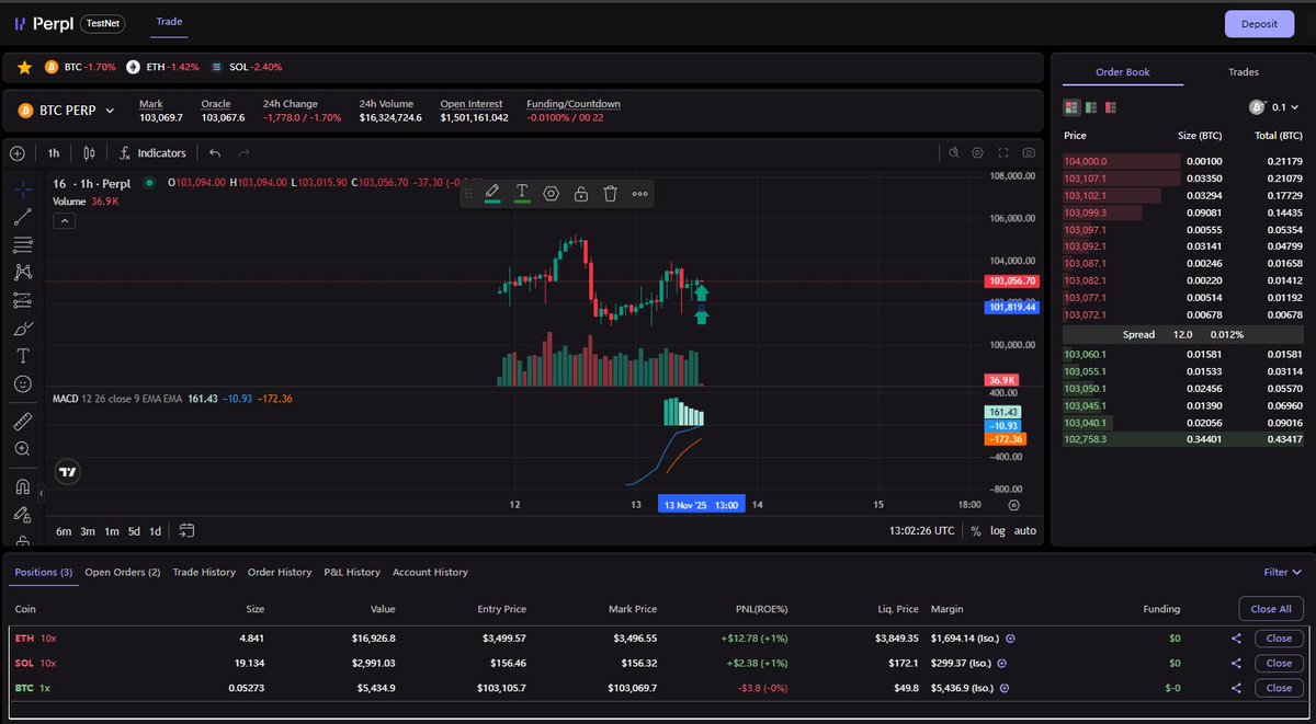 简单多BTC，空ETH/SOL策略
<a href="/perpltrade/">Perpl (mainnet arc)</a> 有点意思