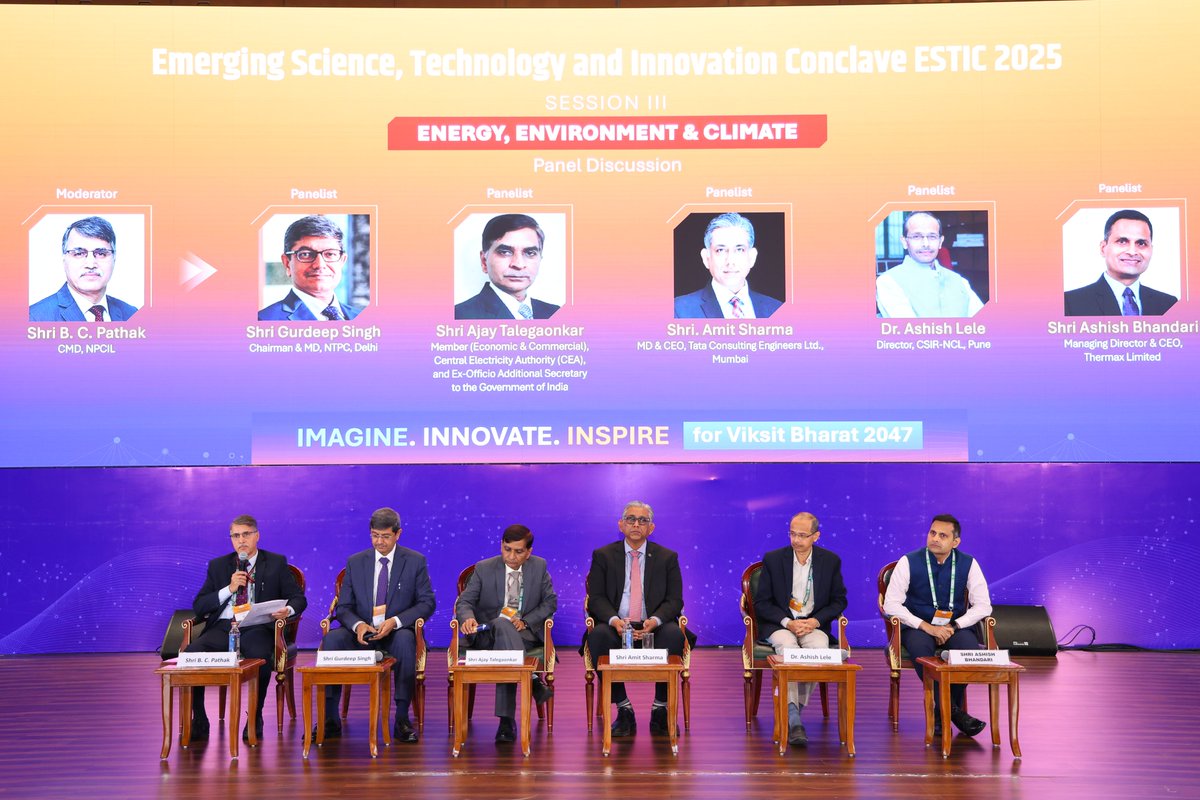 TCEConnect's tweet image. Mr. Amit Sharma, Managing Director and CEO, Tata Consulting Engineers (#TCE), participated as a panellist in the session on “Energy, Environment and Climate” at India’s first Emerging Science, Technology and Innovation Conclave (ESTIC 2025) held at Bharat Mandapam, New Delhi.…