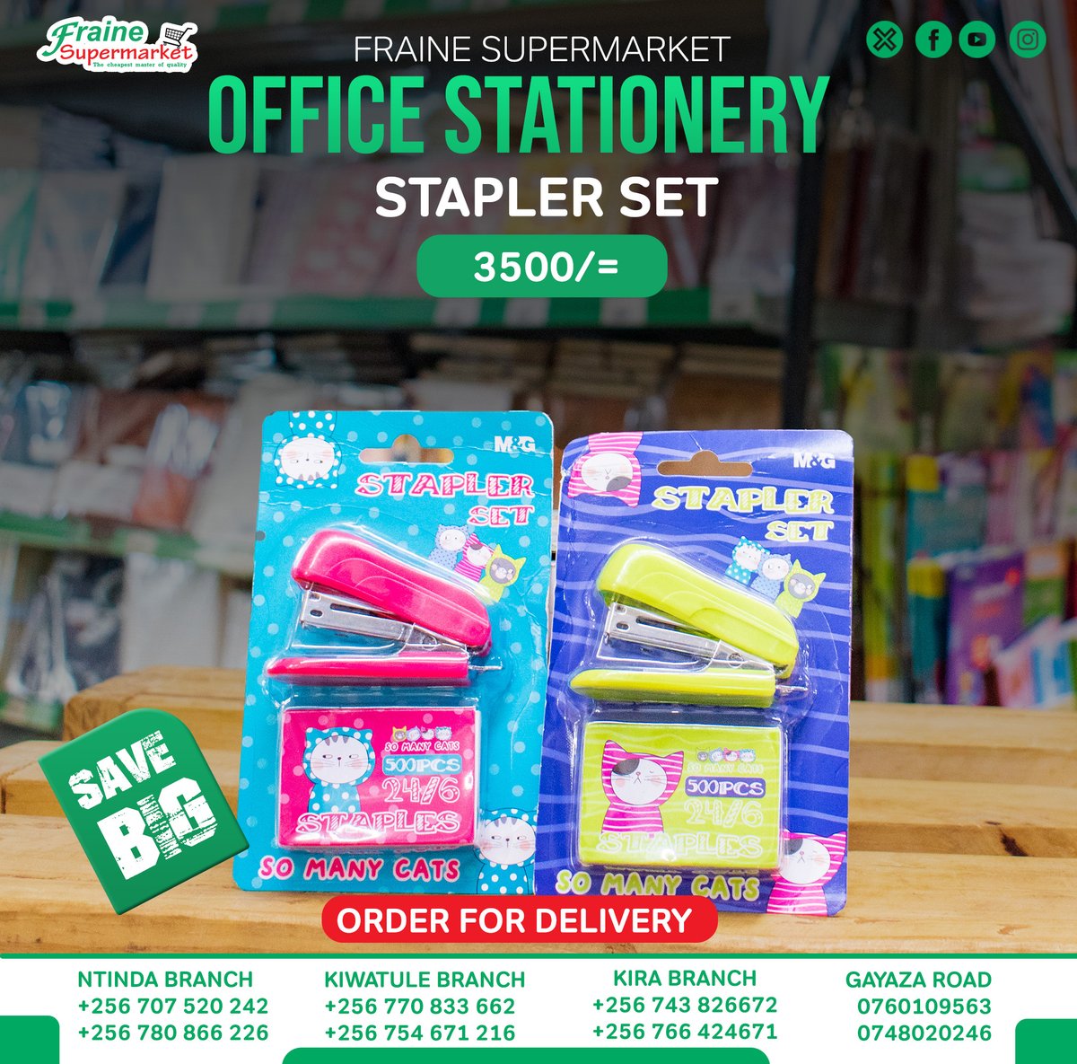 Work made easier starts with the right tools. 
Shop quality office stationery today at Fraine Supermarket — we’ve got everything you need to stay organized!
