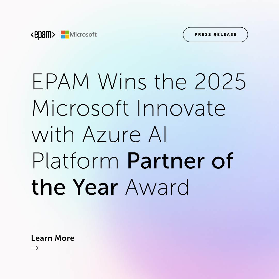 EPAMSystems's tweet photo. Exciting news! EPAM has won the 2025 Microsoft @Azure AI Partner of the Year Award, earning 3 finalist honors & recognition as a @Microsoft Global Systems Integrator. Learn more: https://t.co/VXS9Ps3uei
#AI #PartnerOfTheYear #Azure https://t.co/jqDCKYqlQf