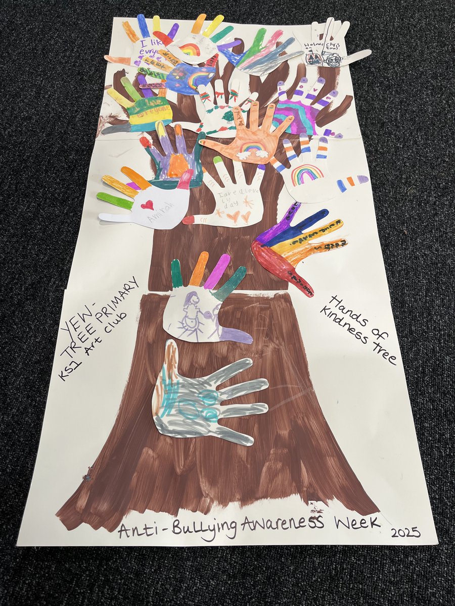 YewTreeSandwell's tweet image. As part of Anti-Bullying awareness week, the KS1 Create Club created a collaborative Colour of Kindness Tree. Pupils turned a simple tree into a tree of colours showing how we are each different and unique #learningwithoutlimits