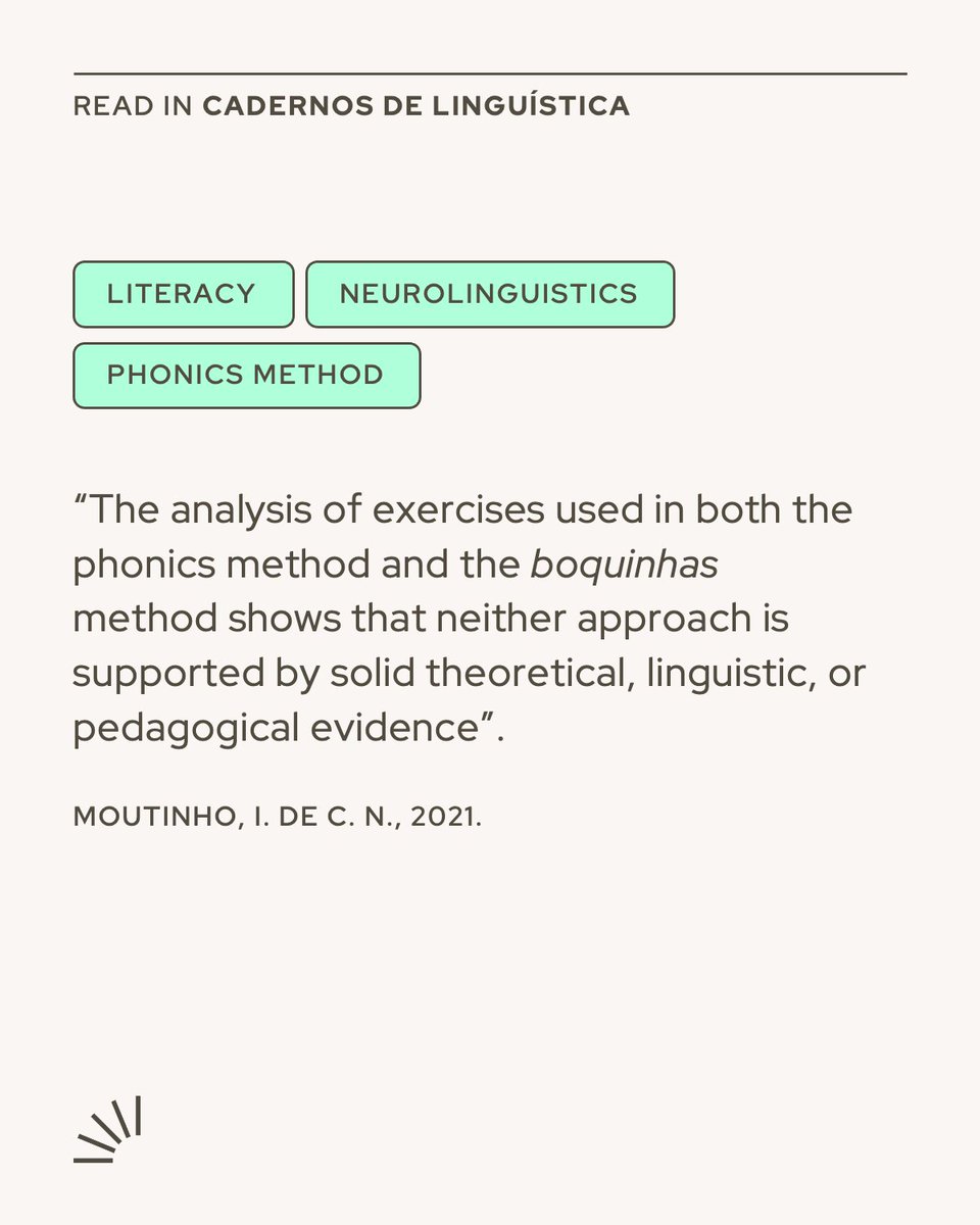 Brazil’s 2019 literacy policy promoted phonics as a simple solution. This study shows that common phonics activities can confuse learners and lead teachers to think that children have reading problems when they do not.
doi.org/10.25189/2675-…