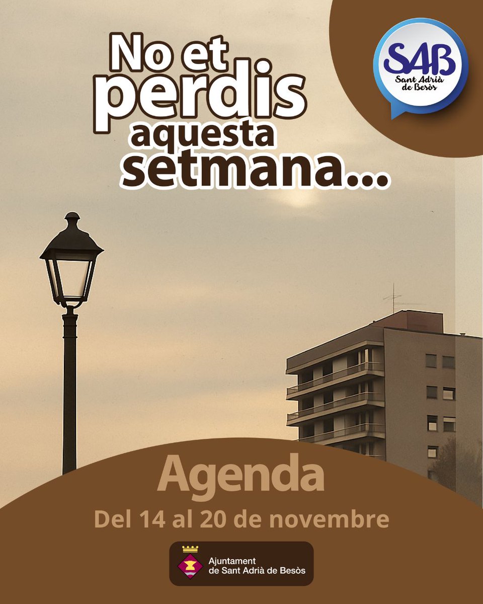 Aquesta setmana,#SAB s’omple d’activitats per a totes les edats i inicia diversos actes en el marc del 25N – Dia per a l’Eliminació de la Violència contra les Dones.

👉 Tallers, xerrades, espais creatius, cultura i propostes familiars.
👉 Agenda completa: cutt.ly/5twXG0TE