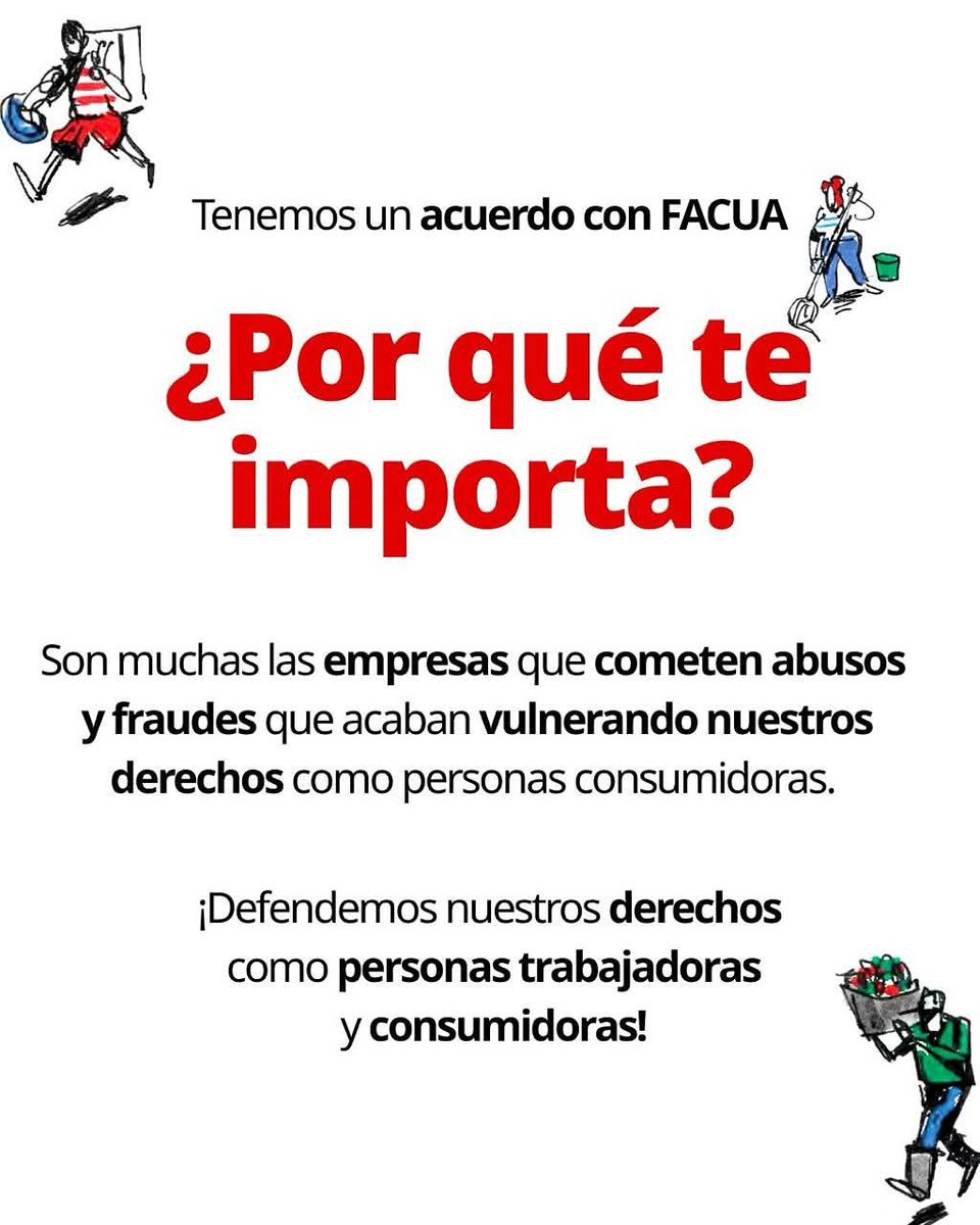 CCOOKNFALSPS's tweet image. ‼️Las personas trabajadoras también somos consumidoras. Y frente a los abusos del mercado… ¡tenemos derecho a recibir apoyo y asesoramiento!
🤝Gracias a la colaboración entre FACUA y CCOO,las personas afiliadas pueden acceder a una primera consulta gratuita en materia de consumo