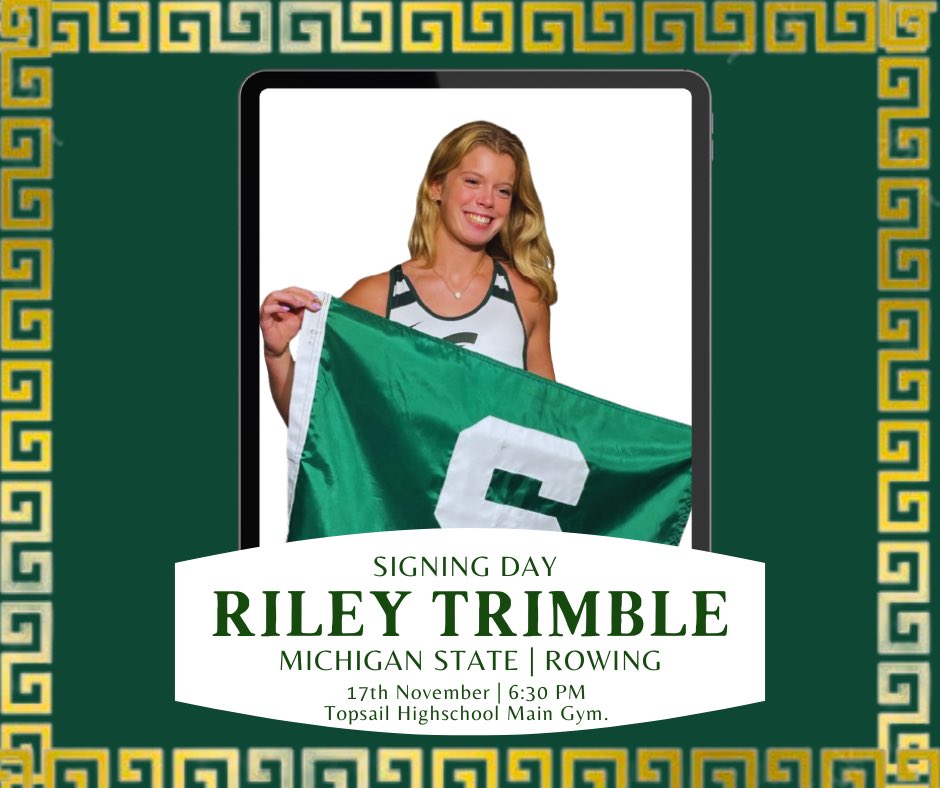 Signing day on Monday! Can’t wait to be a Spartan! 💚🤍 <a href="/MSU_Rowing/">Michigan State Rowing</a> <a href="/joewhit77649469/">Carolina Cyclones Showcase (18u)-Joe White</a> <a href="/TopsailAthletes/">Topsail Athletics</a>