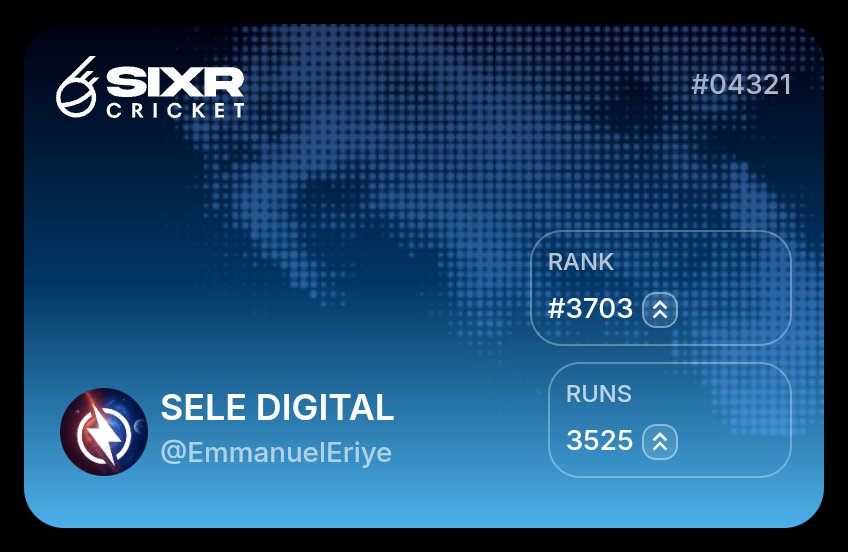 EmmanuelEriye's tweet image. $SIXR will be a good token in the nearest future.

@SIXR_cricket
is making the game come to you and giving you ability to own it also.

the window to earn is open 
Join using my referral link: firstinnings.sixrcricket.com/?r=3841206e4e61