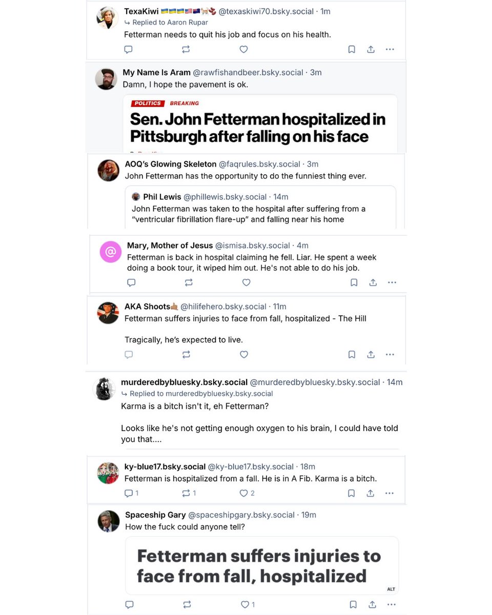 Blue Sky is an absolute cesspool right now in the wake of the news about John Fetterman's fall.