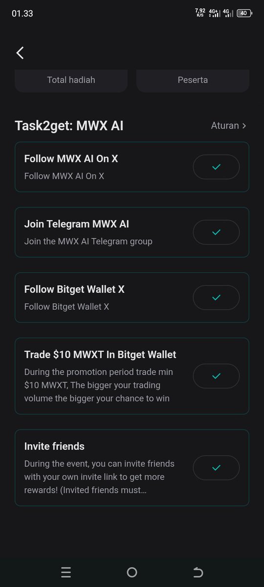 golong0's tweet image. Udah kelarin #Task2Get nih 😎
Bitget emang gak pernah zonk, hadiahnya selalu bikin ngiler 🤤
Semoga kali ini hoki dapet Gifbox atau Labubu-nya 🙏✨
Thanks @BitgetWalletID
And @mwx_ai 😘
#BitgetWalletID #MWXAI