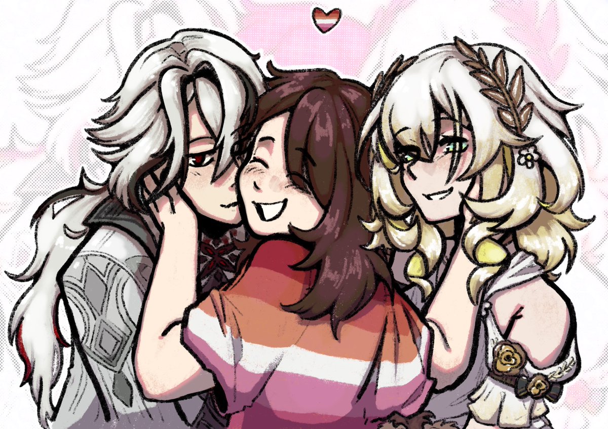 cirmented's tweet image. happy birthday to my goat Kass!!
yumeship with her #Arlecchino and #Aglaea 
#GenshinImpact #HonkaiStarRail