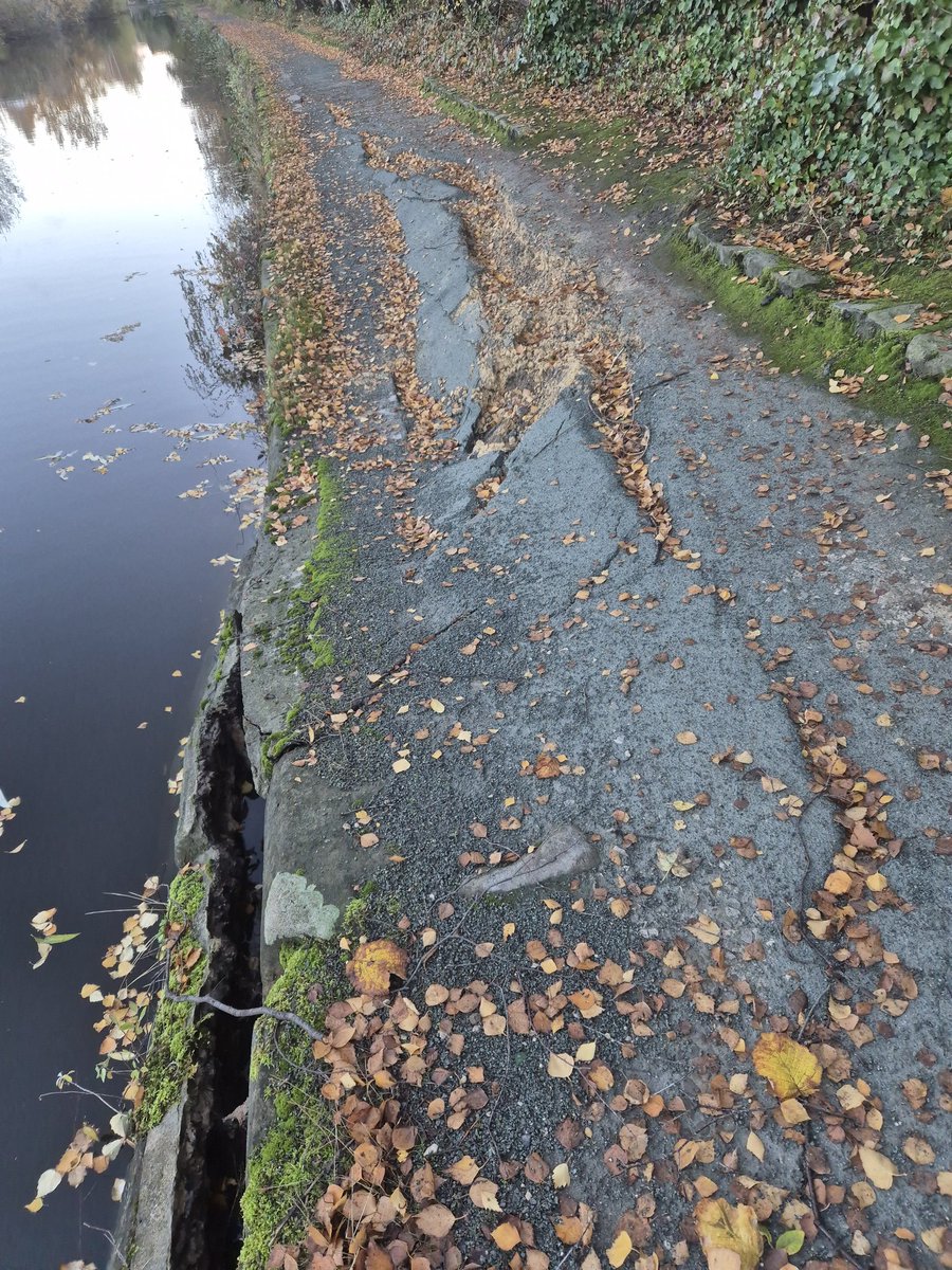 Today workboat 'Hawk' returned to Bacon Lane Bridge and Lumley St steps in an attempt to bolster the fencing installed last week to prevent access to the collapsed section of towpath (some 'entitled' towpath users have been ignoring the signs and damaging the fencing).