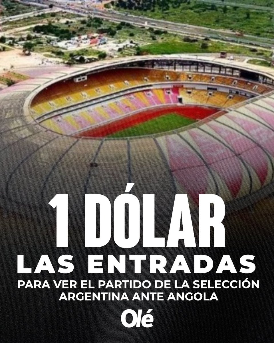 🇦🇴 ENTRADAS A 1 DÓLAR PARA VER A LA SELECCIÓN ARGENTINA 🇦🇷

💰 Angola se encuentra celebrando el 50° aniversario de su independencia de Portugal. Con motivos de celebración por esta fecha histórica, el país africano puso a la venta las entradas para el amistoso de este viernes 14