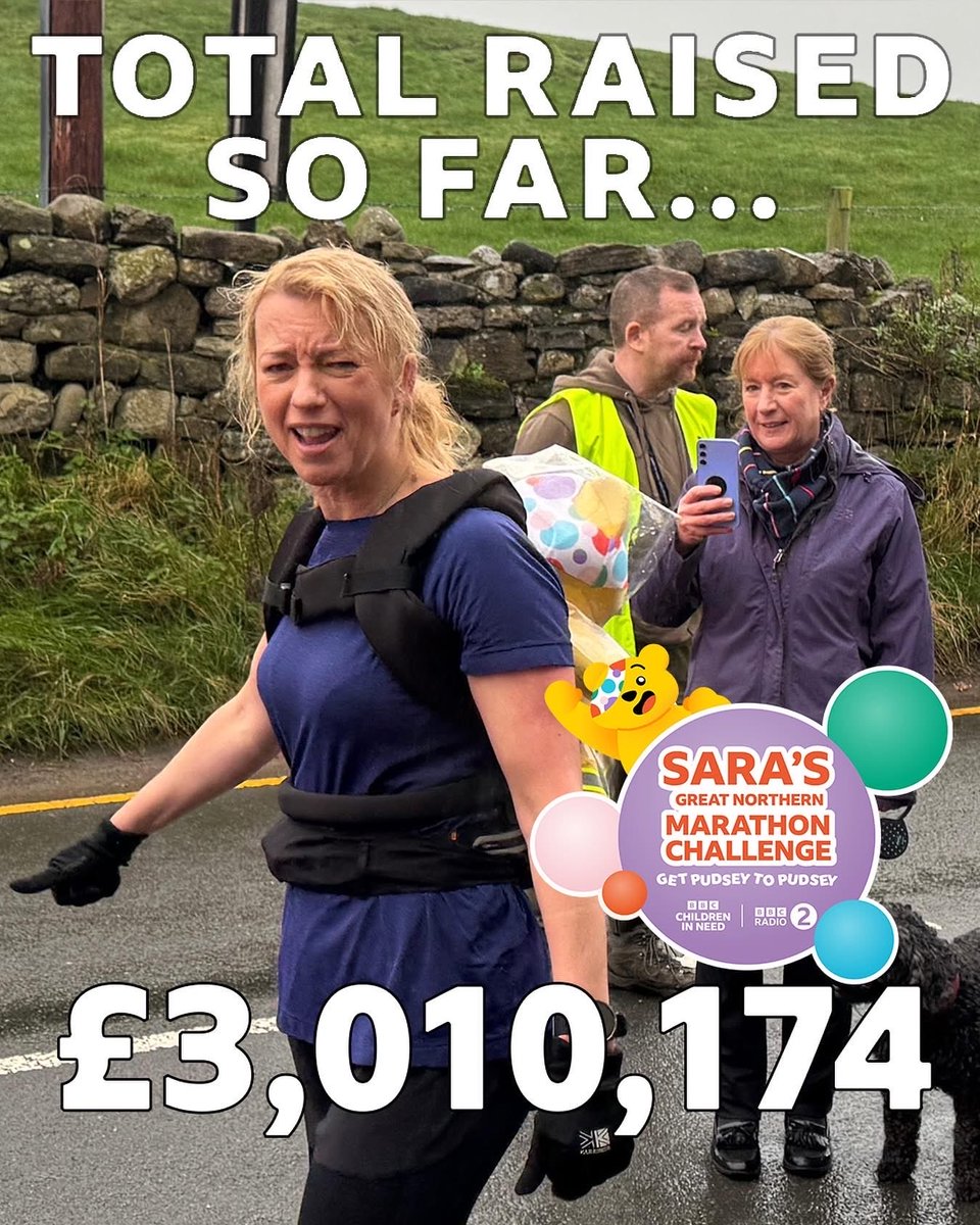 Sara Cox has raised over £3 million pounds already on her epic journey.
Bringing the nation together 💪
BBC #childreninneed