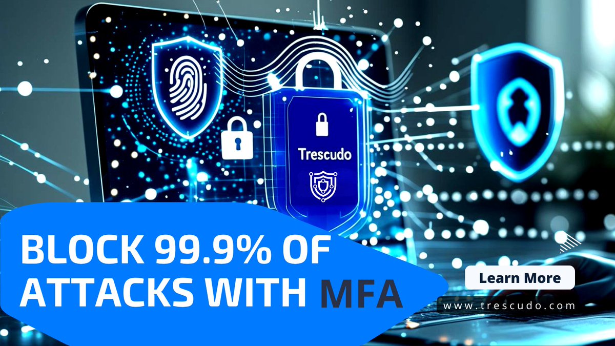 TrescudoCyber's tweet image. Did you know: Multi-factor authentication blocks 99.9% of attacks? 
Trescudo brings robust MFA to your doorstep. 🔐 #MFAForTheWin #MFA #Trescudo