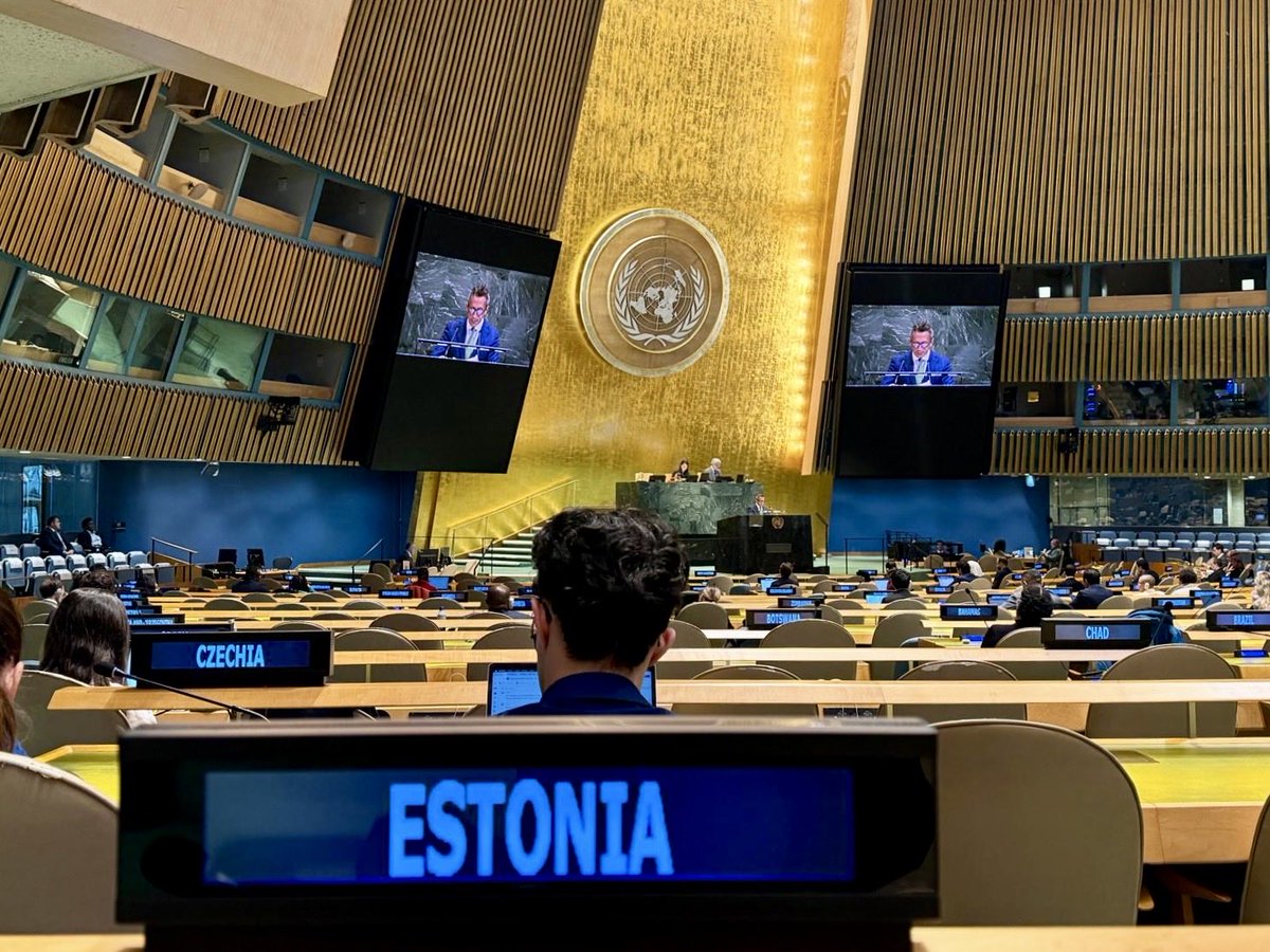 EstoniaUN's tweet photo. At #UNGA debate on GA revitalization, 🇪🇪 on behalf of #ACTGroup called for:
- greater role for GA in matters of peace &security
- full implementation of Article 27(3)
- adherence to ACT Code of Conduct
- more transparent, inclusive #UNSG selection
👉 https://t.co/57UVJNIdr4 https://t.co/70901vIv2n