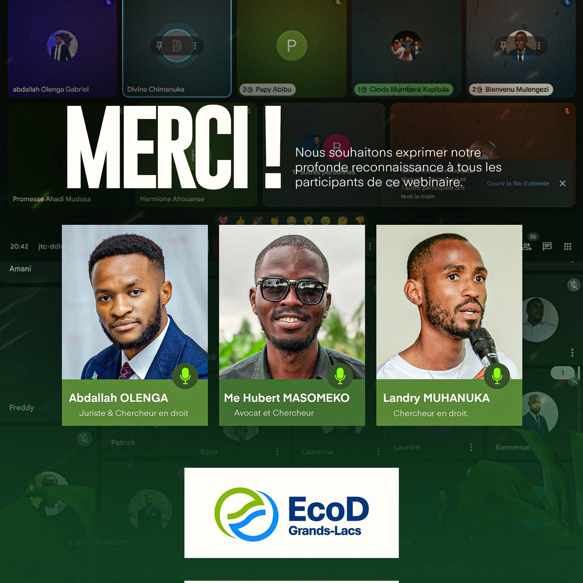 Un grand merci à tous les participants de notre webinaire ! 
Votre présence et votre engagement ont été essentiels pour faire de cet événement un véritable succès. 
Restez connectés pour nos prochains événements, et encore une fois, merci d'avoir été avec nous !